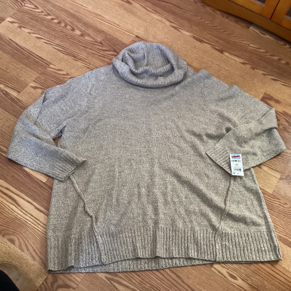 Karen Scott Oatmeal Cowl Neck Pullover Sweater  Size 3X